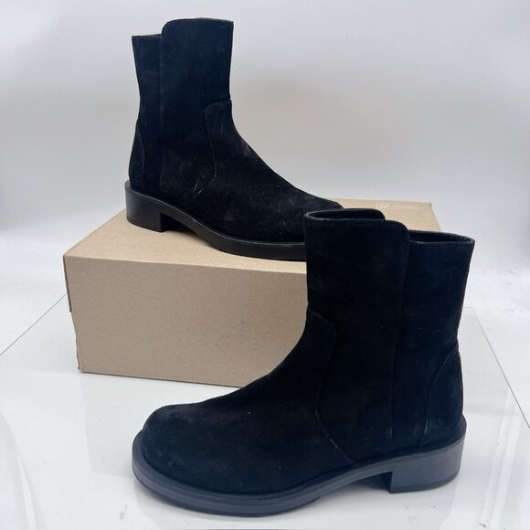 Stuart Weitzman 5050 Bold Zip Bootie Ankle Boots Black Suede US 5 - Made SPAIN - Picture 2 of 13